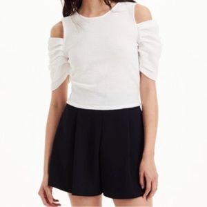 Club Monaco White Crepe Open Shoulder Top - Size S